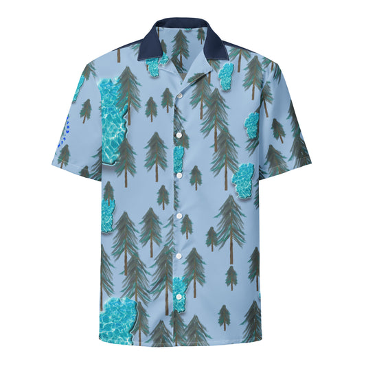lake tahoe and trees pattern Unisex button shirt