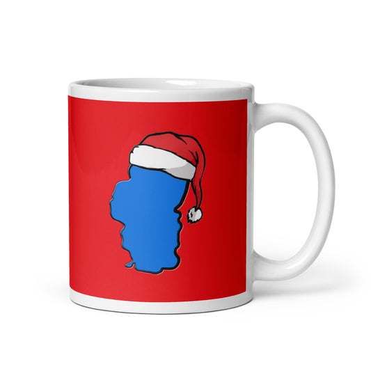 Red Santa hat White glossy mug
